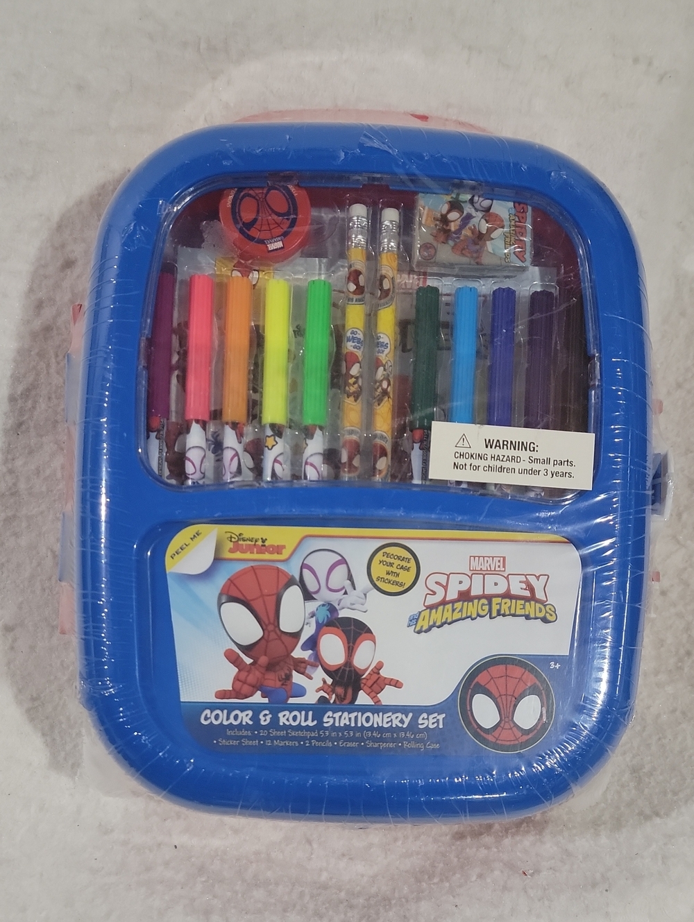 Marvel Spidey Amazing Friends Blue Color & Roll Stationery Set for Kids New